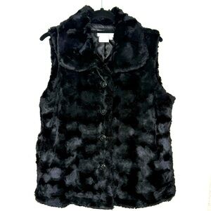 Vintage Black Faux Fur Vest Women’s Small​